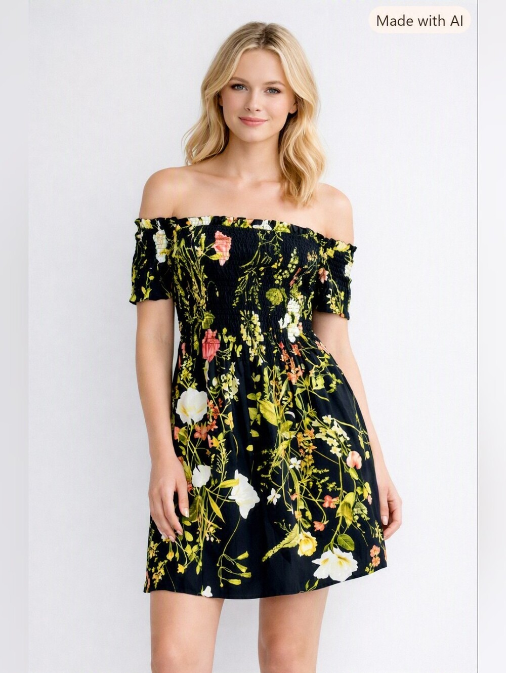 H&M Smocked Off Shoulder Dress